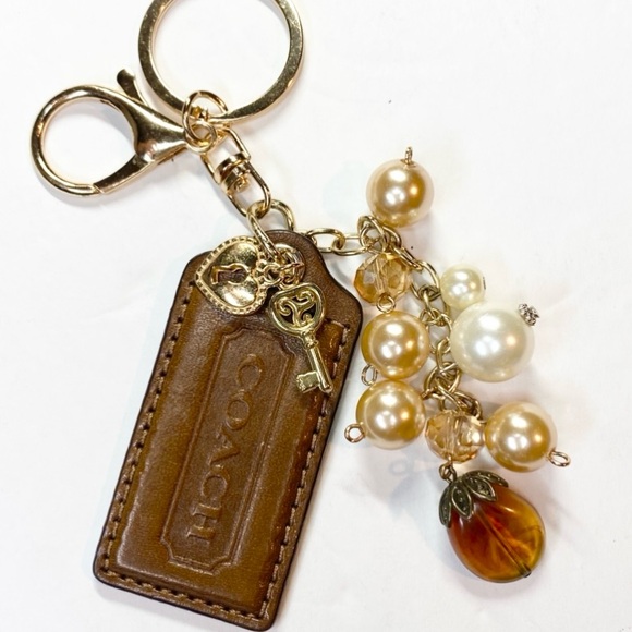 Coach Handbags - Coach Hangtag on Handmade Keychain Brown Leather